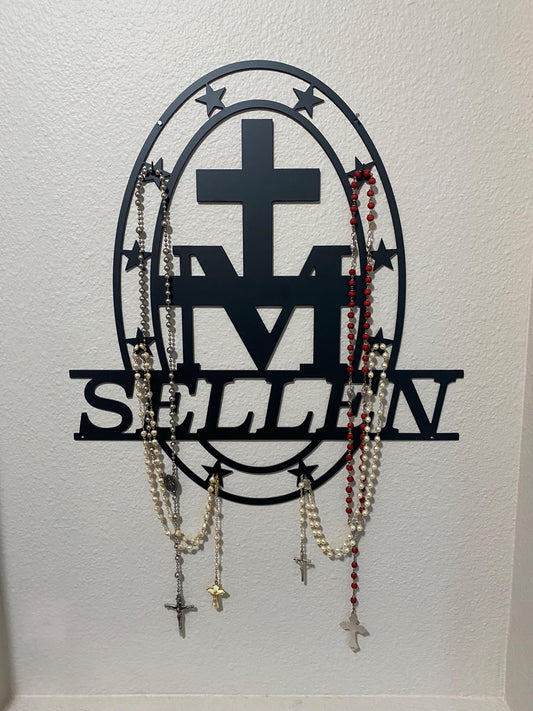 Miraculous Medal Rosary Hanger with Custom Name