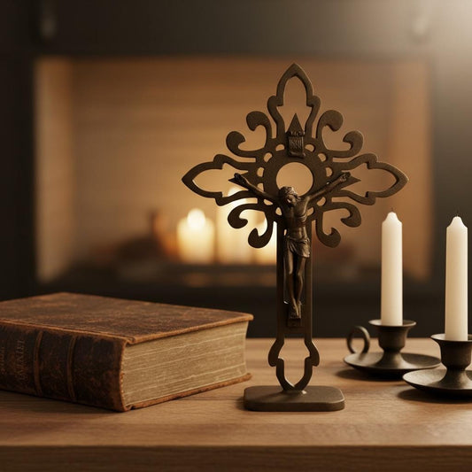 Standing Crucifix Cast Iron Style