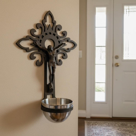 Holy Water Font Crucifix